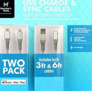 Apple USB Lightning 3ft and 6ft Cables (2 pk.)
